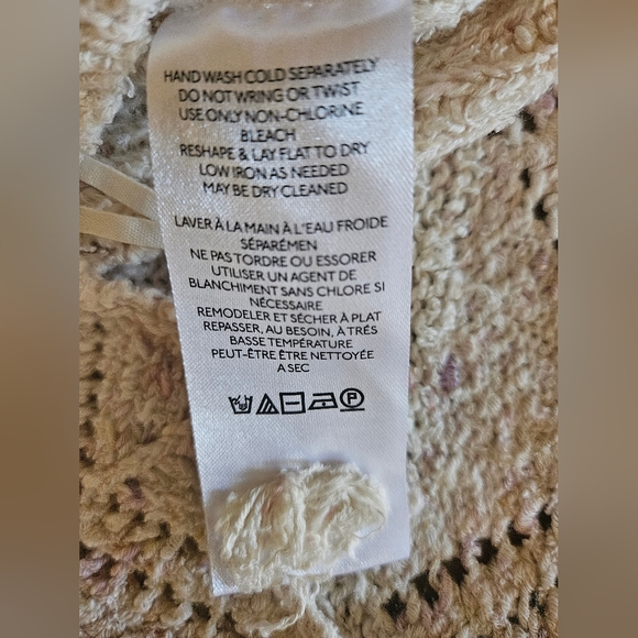 NWOT Anthropologie V-neck Pointelle Sweater Tank Ivory/ Multi MarbleLinen - Picture 7 of 14